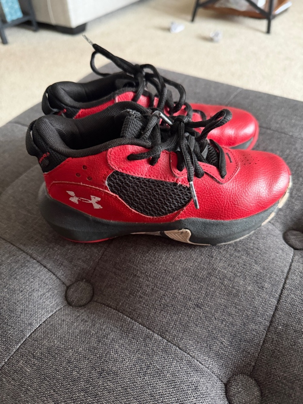 Under Armour Kids Red and Black Athletic Sneakers